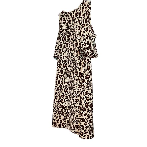 LIME & CHILI COLD SHOULDER MIDI SHEATH DRESS, WOMENS, M, BROWN TAN ANIMAL PRINT - Picture 2 of 9
